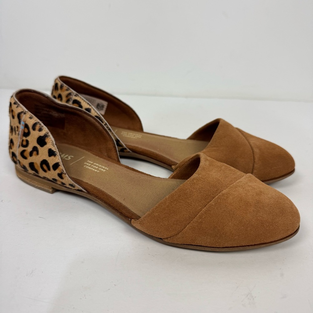Toms Brown Suede Leopard Accent D'Orsay Flats